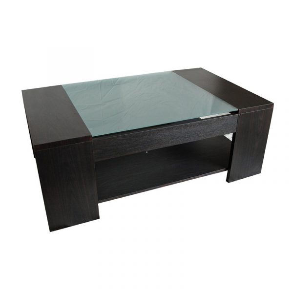 Glass top black tea table CT-1207344D